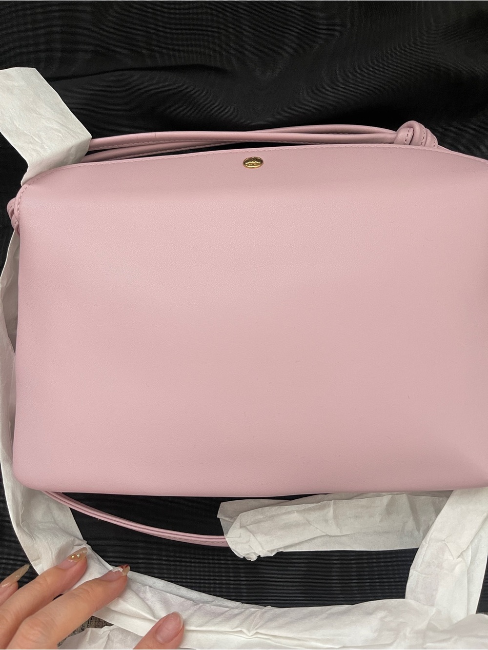 Celine New Trio Blush Pink Leather Crossbody Bag with Gold Logo - Picture 6 of 9